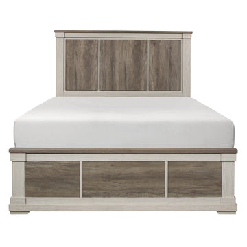 Transitional Bedroom Furniture White And Weathered Gray Finish 1Pc Queen Size Bed Wooden Furniture Queen Multicolor Wood Bedroom Transitional Wood