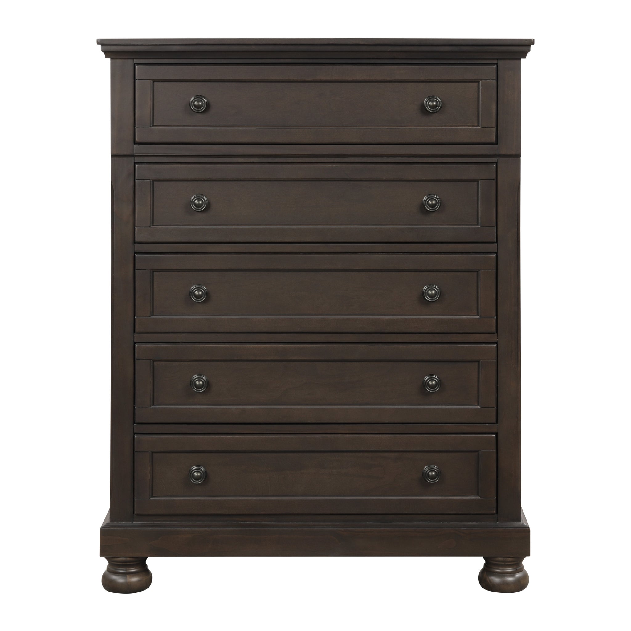 Traditional Design Bedroom Furniture 1Pc Chest Of 5X Drawers Grayish Brown Finish Wooden Furniture Brown Mix 5 Drawers & Above Bedroom Traditional,Transitional Wood