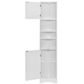 Multi Functional Corner Cabinet Tall Bathroom Storage Cabinet With Two Doors And Adjustable Shelves, Open Shelf, White Old Sku:Wf294602Aak White Mdf