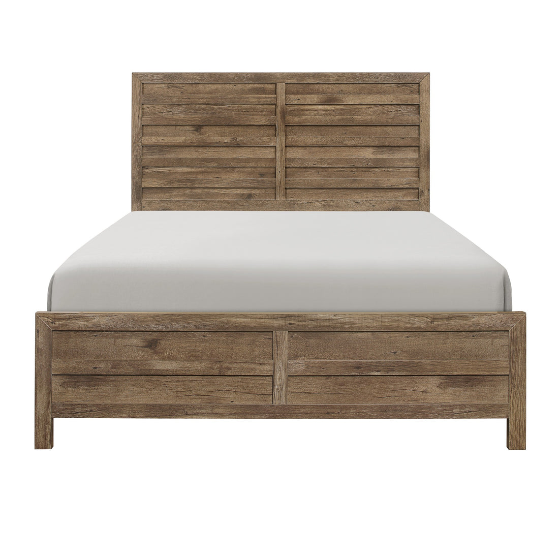 Weathered Pine Finish 1Pc Queen Bed Modern Line Pattern Rusticated Style Bedroom Furniture Box Spring Required Queen Brown Mix Wood Bedroom Rustic Bed Frame Wood