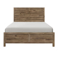 Weathered Pine Finish 1Pc Queen Bed Modern Line Pattern Rusticated Style Bedroom Furniture Box Spring Required Queen Brown Mix Wood Bedroom Rustic Bed Frame Wood