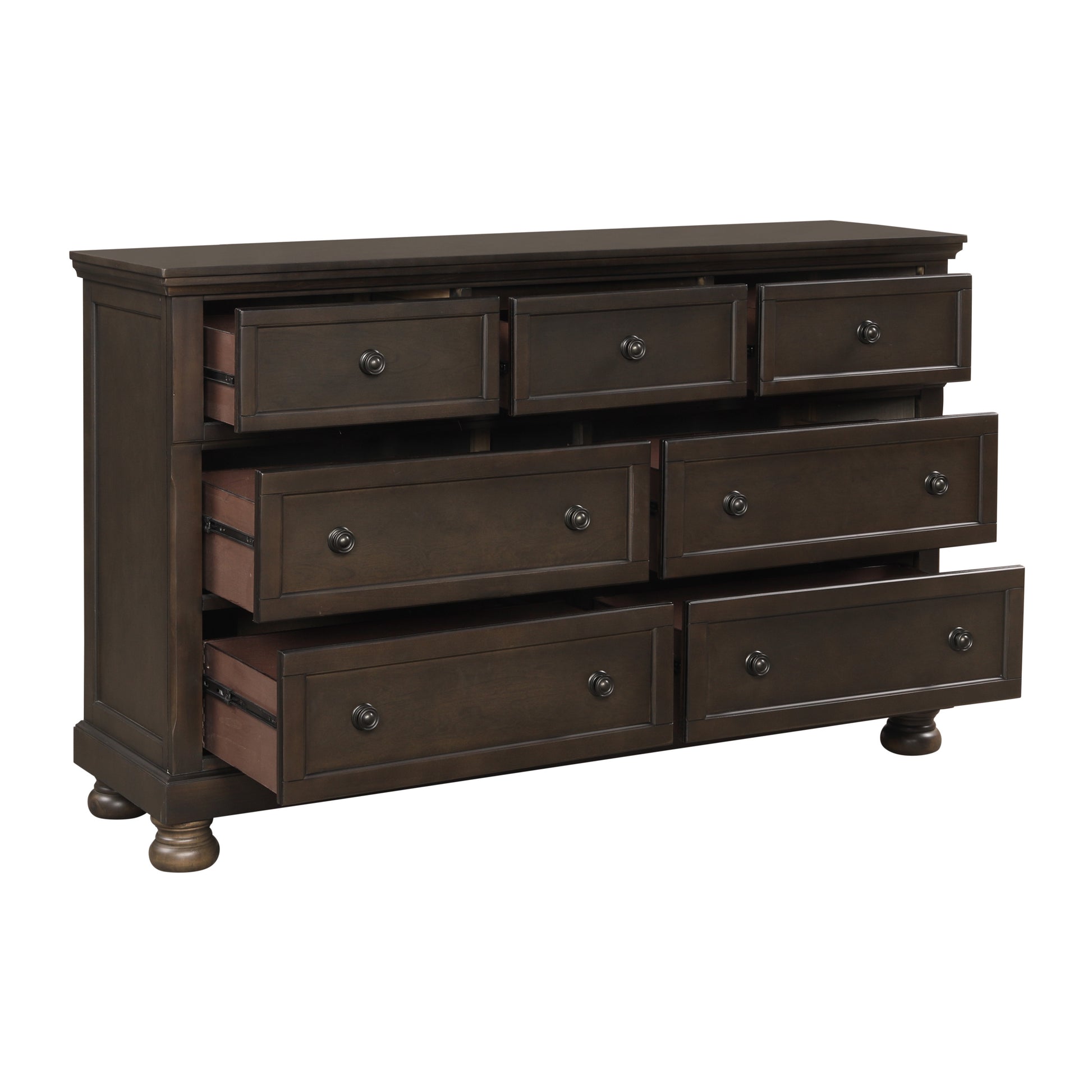 Traditional Design Bedroom Furniture 1Pc Dresser Of 7X Drawers Grayish Brown Finish Wooden Furniture Brown Mix Drawer 5 Drawers & Above Bedroom Traditional,Transitional Wood