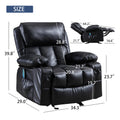 Recliner Chair For Living Room With Rocking Function And Side Pocket Black Soft Foam Polyester