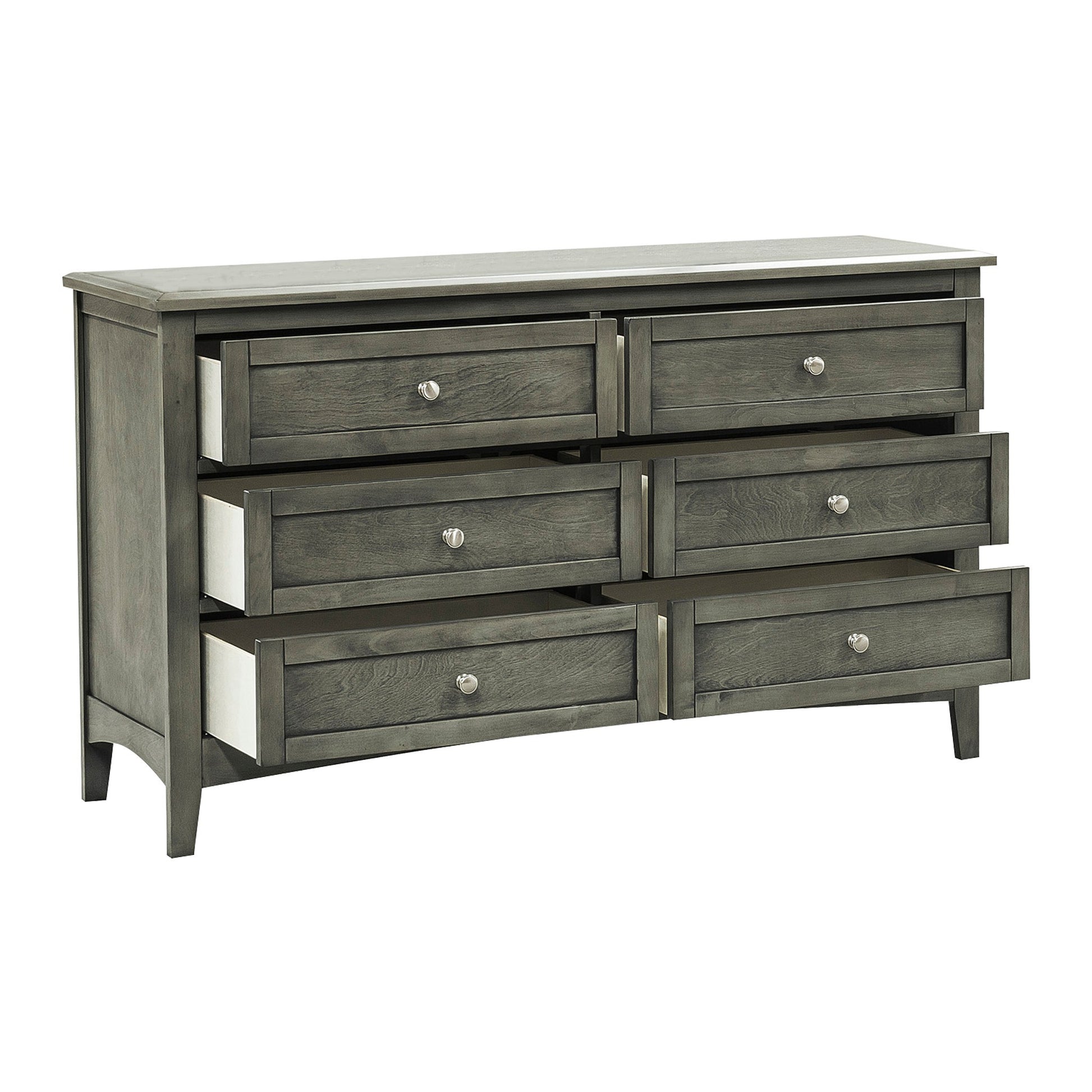 Cool Gray Finish Transitional Style 1Pc Dresser Of 6X Drawers Birch Veneer Wooden Furniture Stylish Bedroom Gray 5 Drawers & Above Bedroom Transitional Wood