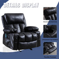 Recliner Chair For Living Room With Rocking Function And Side Pocket Black Soft Foam Polyester