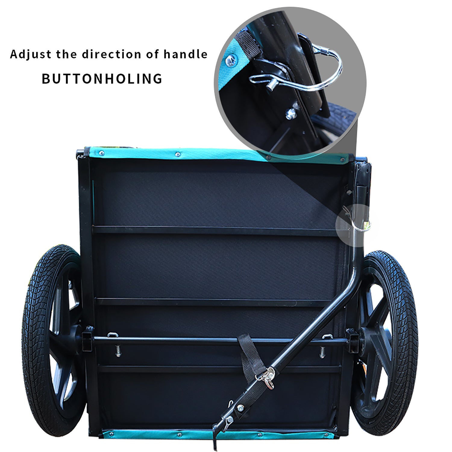 Light Green Foldable Pet Jogging Stroller Dog Carriers Bicycle Trailer Pet Dog Cat Bike Trailer Light Blue Oxford Fabric Metal