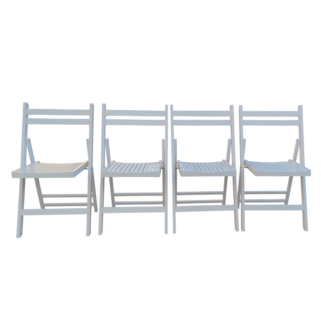 Furniture Slatted Wood Folding Special Event Chair White, Set Of 4, Folding Chair, Foldable Style White Solid Wood