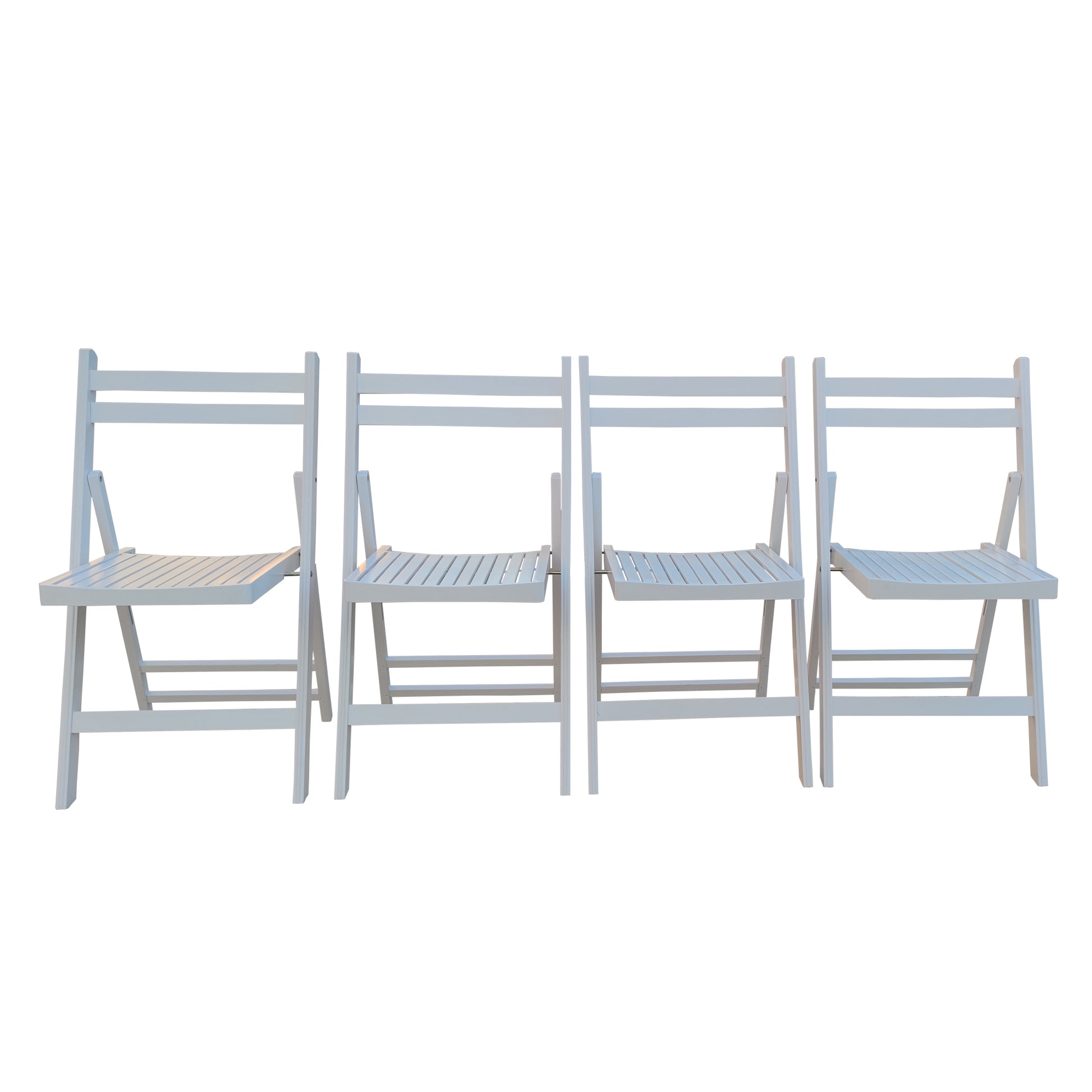 Furniture Slatted Wood Folding Special Event Chair White, Set Of 4, Folding Chair, Foldable Style White Solid Wood