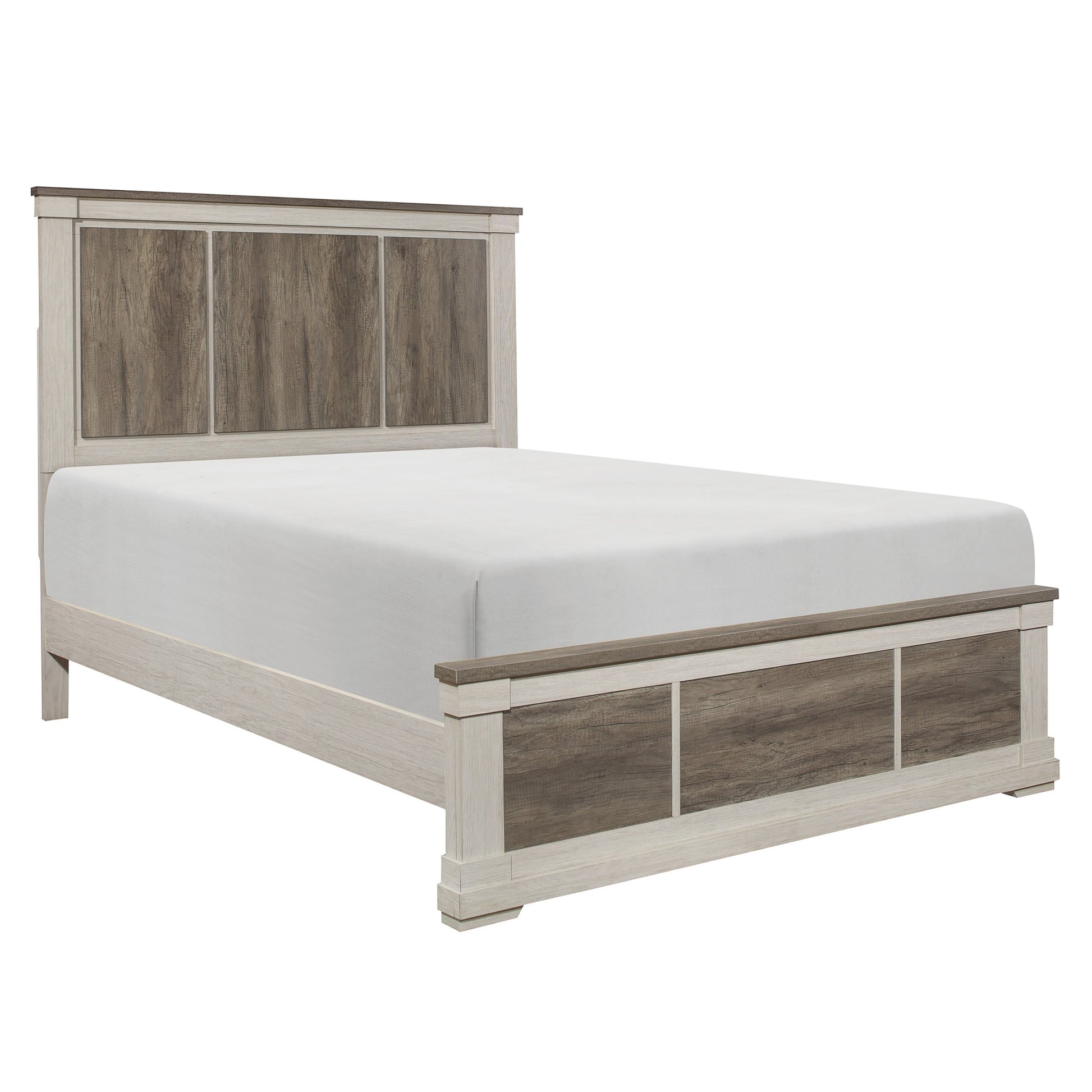 Transitional Bedroom Furniture White And Weathered Gray Finish 1Pc Queen Size Bed Wooden Furniture Queen Multicolor Wood Bedroom Transitional Wood