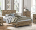 Weathered Pine Finish 1Pc Queen Bed Modern Line Pattern Rusticated Style Bedroom Furniture Box Spring Required Queen Brown Mix Wood Bedroom Rustic Bed Frame Wood