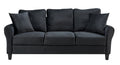 Video Modern Velvet Couch With 2 Pillow, 78 Inch Width Living Room Furniture, 3 Seater Sofa With Plastic Legs Black Velvet