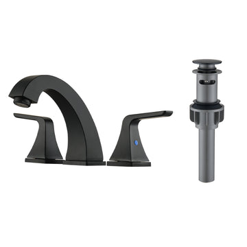 Widespread 2 Handles Bathroom Faucet With Pop Up Sink Drain Matte Black Matte Black Stainless Steel