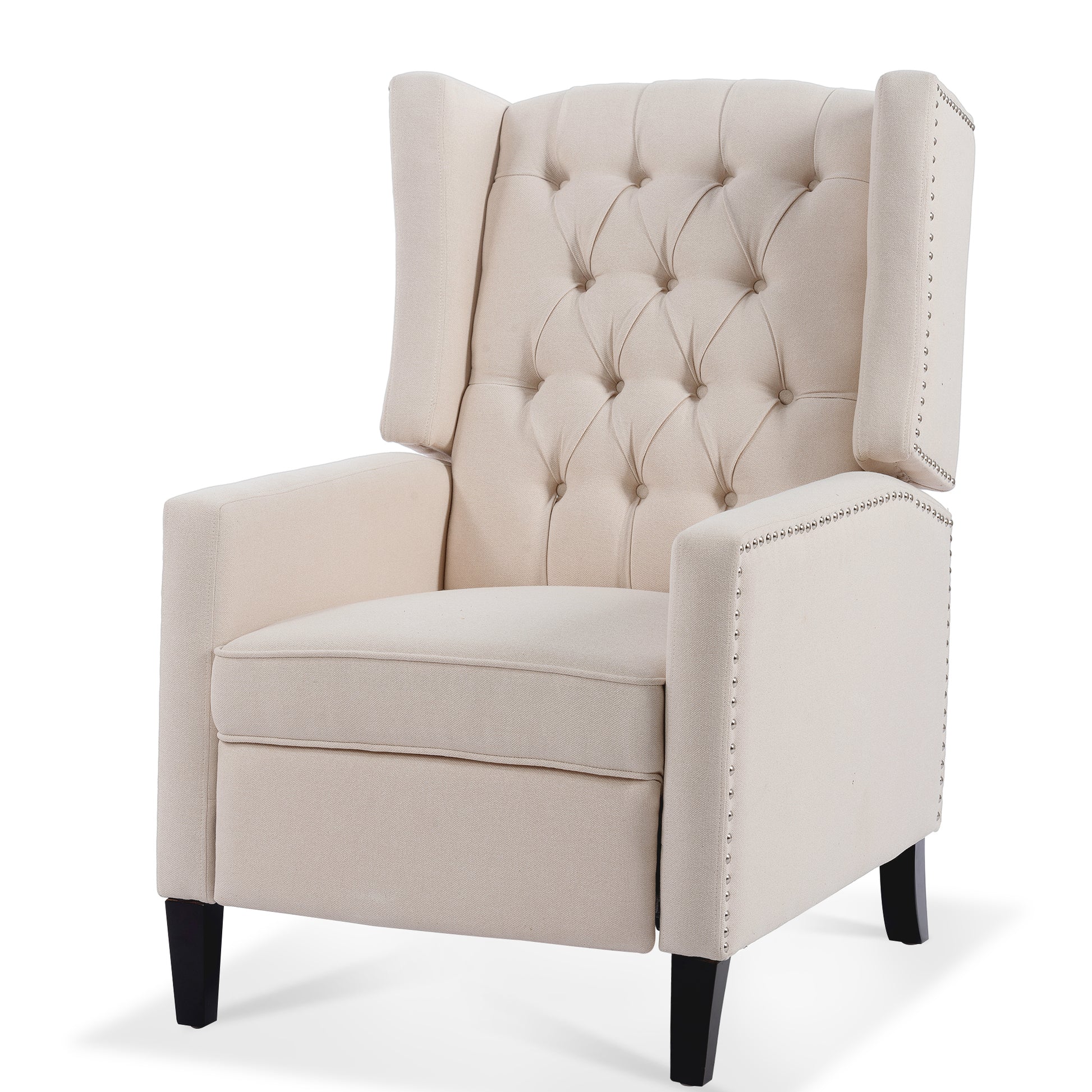 27.16" Wide Manual Wing Chair Recliner Beige Fabric