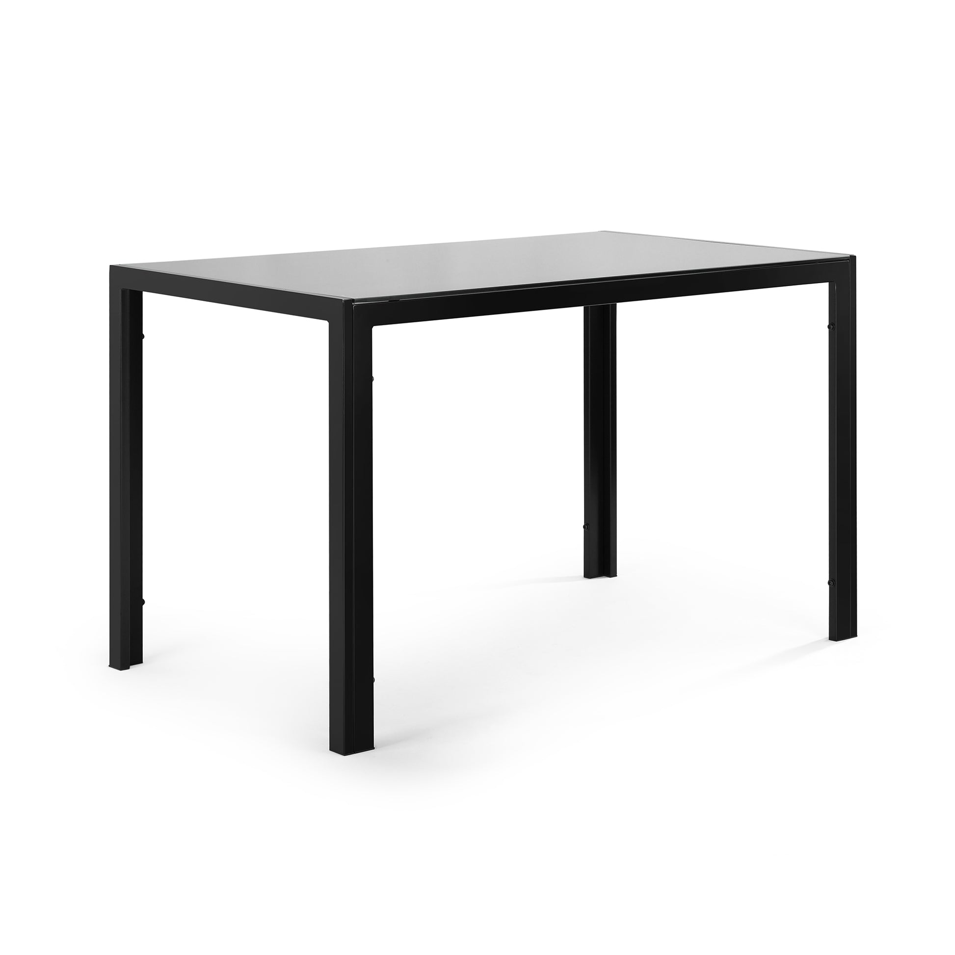 5 Pieces Dining Table Set For 4,Kitchen Room Tempered Glass Dining Table ,4 Faux Leather Chairs ,Black Black Glass