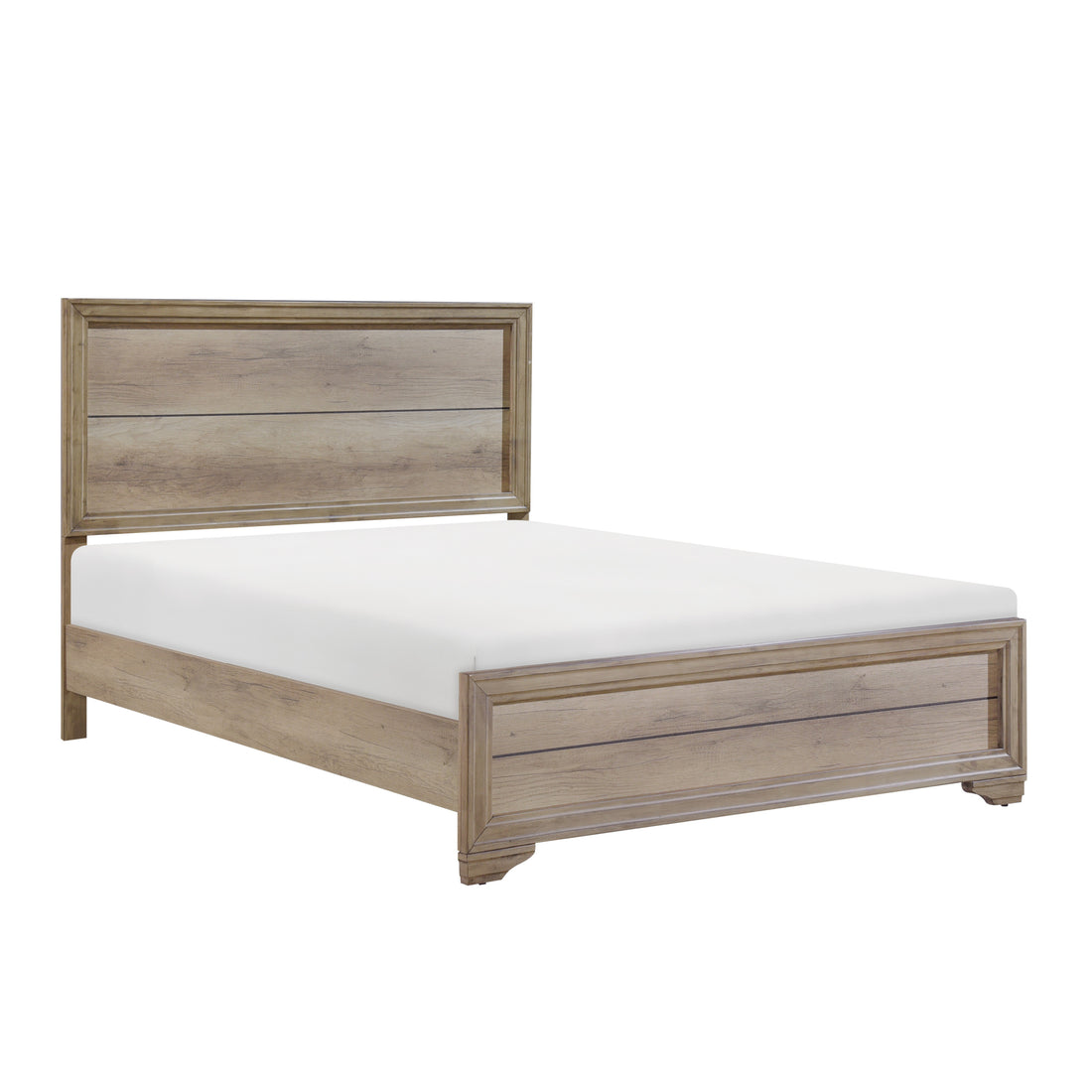 Contemporary Look Natural Finish Queen Bed 1Pc Premium Melamine Board Wooden Bedroom Furniture Box Spring Required Queen Natural Bedroom Industrial Wood