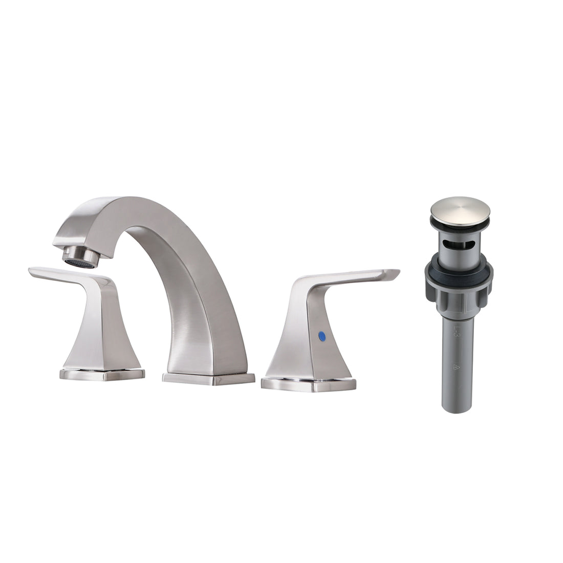 Widespread 2 Handles Bathroom Faucet With Pop Up Sink Drain Brushed Nickel Brushed Nickel Stainless Steel