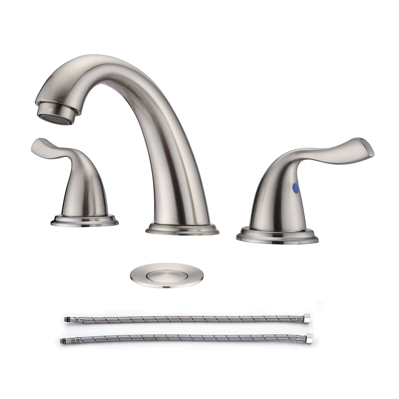 8 Inch 3 Holes 2 Handles Bathroom Sink Faucet, Brushed Nickel Brushed Nickel Brass