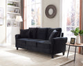 Video Modern Velvet Couch With 2 Pillow, 78 Inch Width Living Room Furniture, 3 Seater Sofa With Plastic Legs Black Velvet