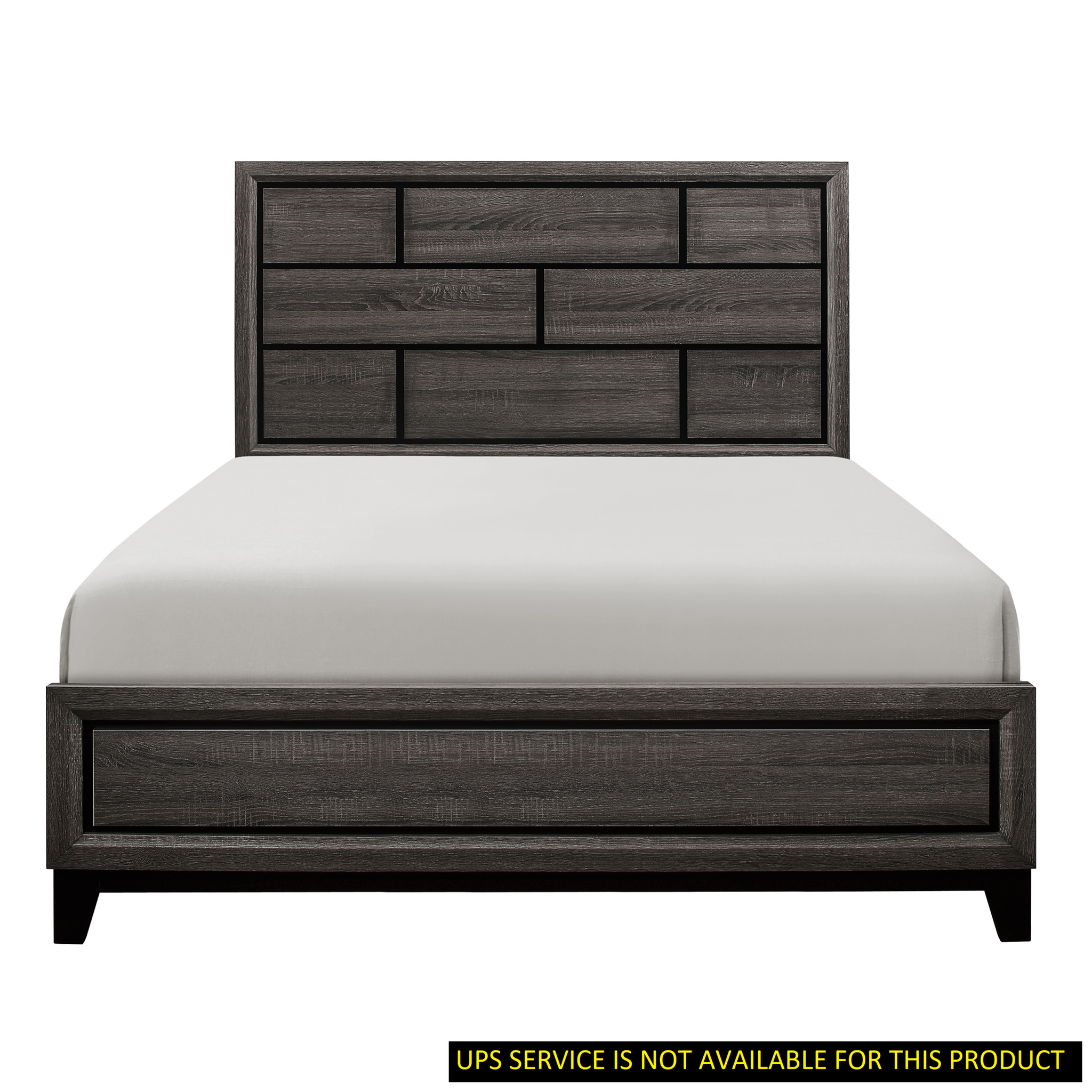 Modern Style Clean Line Design Gray Finish 1Pc Queen Size Bed Contemporary Bedroom Furniture Box Spring Required Queen Gray Wood Bedroom Contemporary Wood