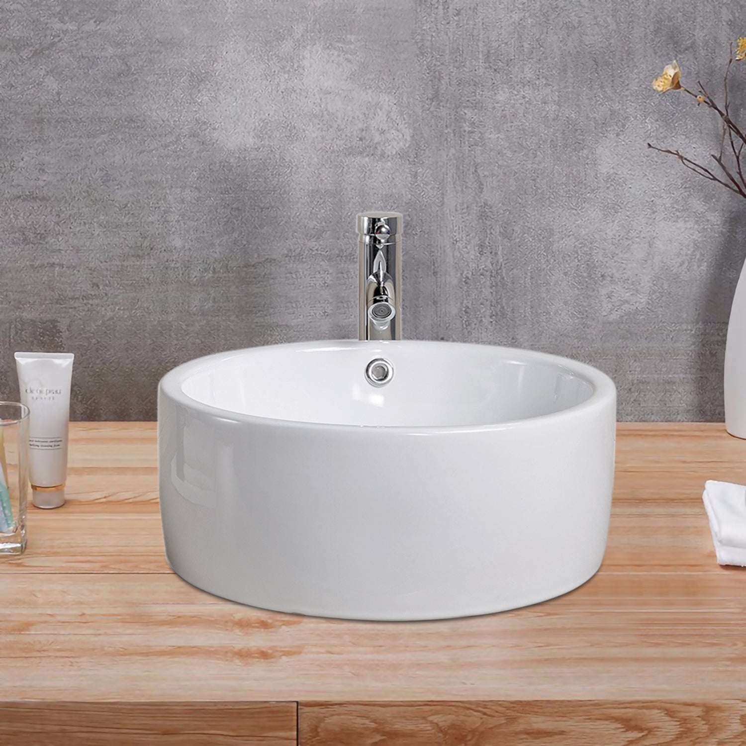 Vessel Bathroom Sink Basin In White Ceramic White Ceramic