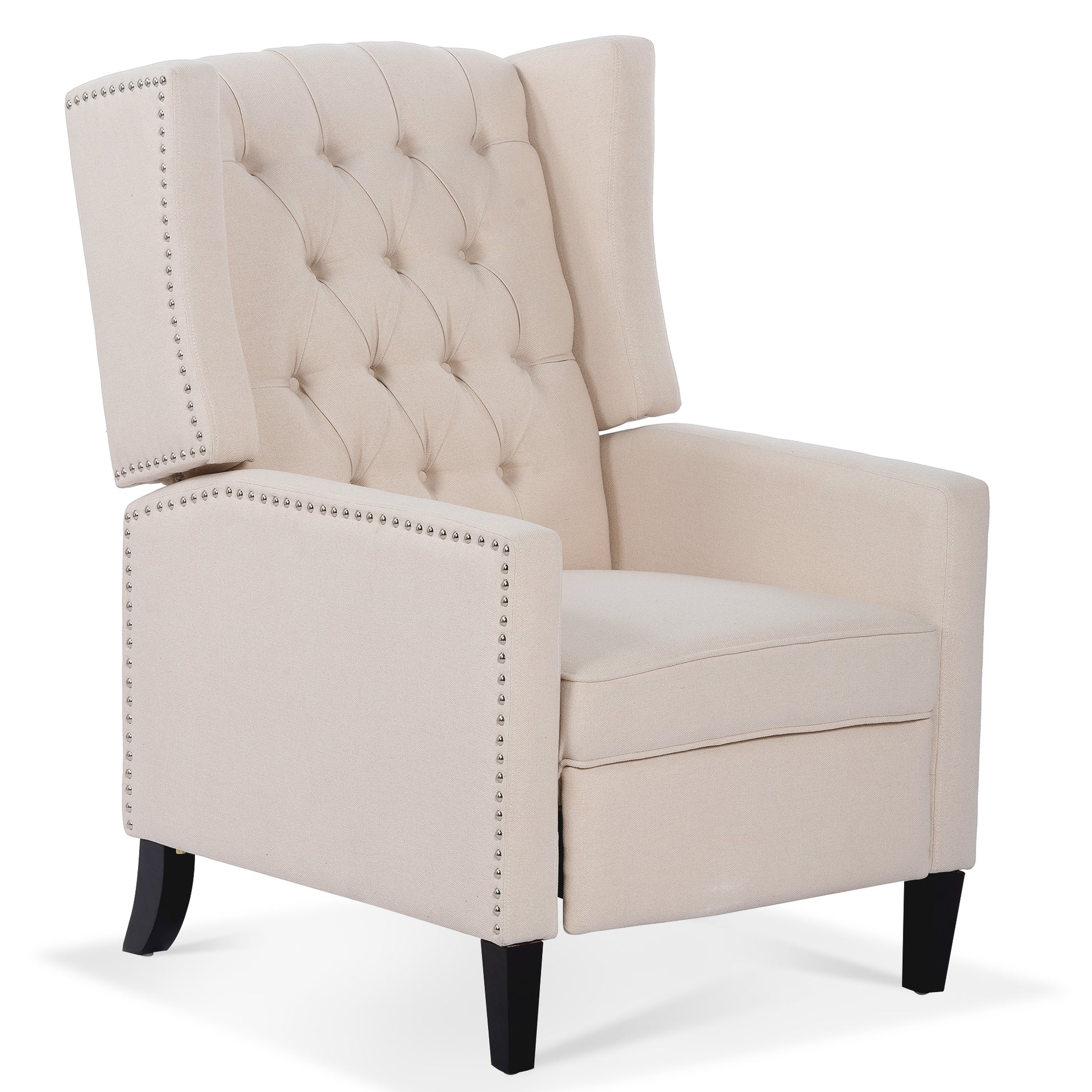 27.16" Wide Manual Wing Chair Recliner Beige Fabric