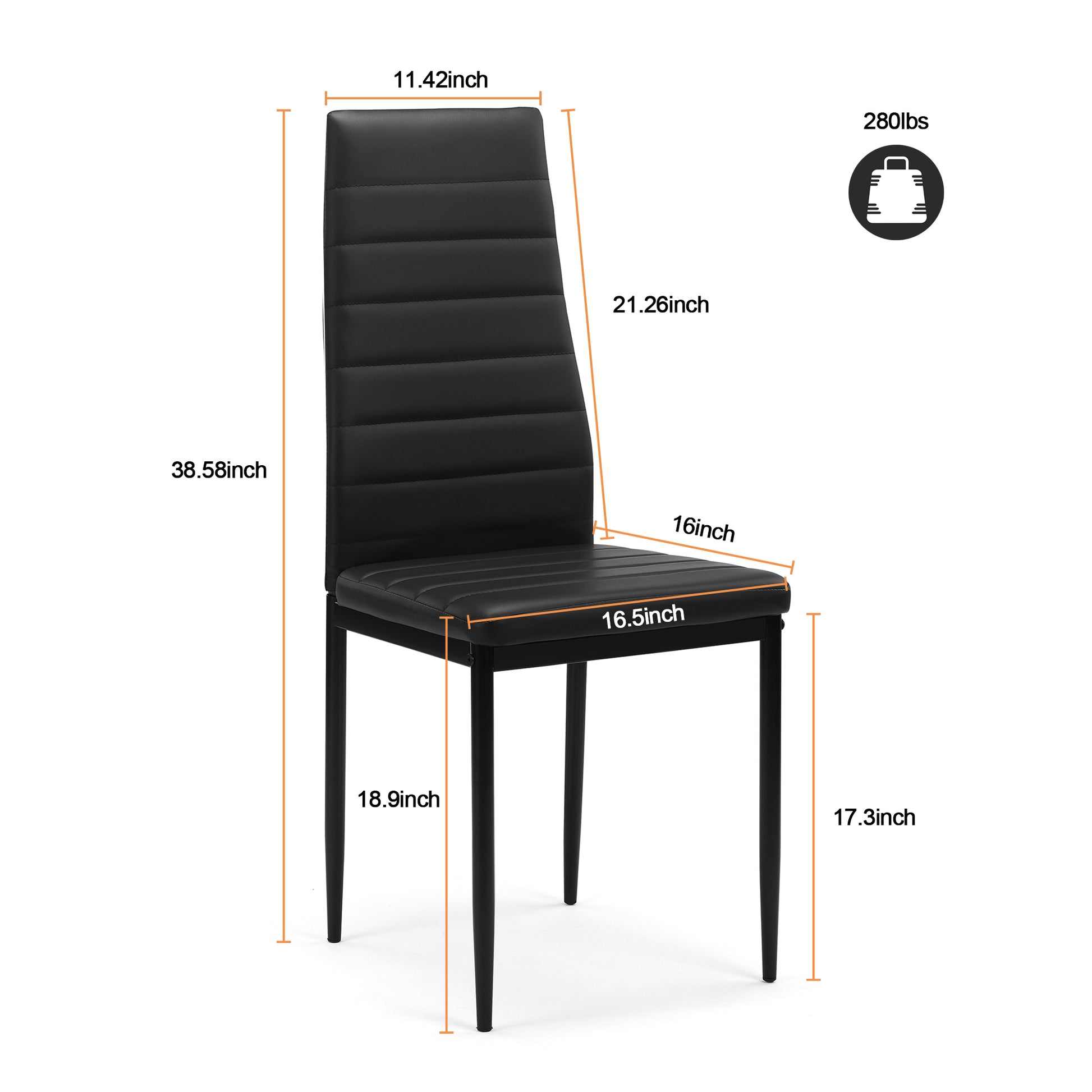 5 Pieces Dining Table Set For 4,Kitchen Room Tempered Glass Dining Table ,4 Faux Leather Chairs ,Black Black Glass