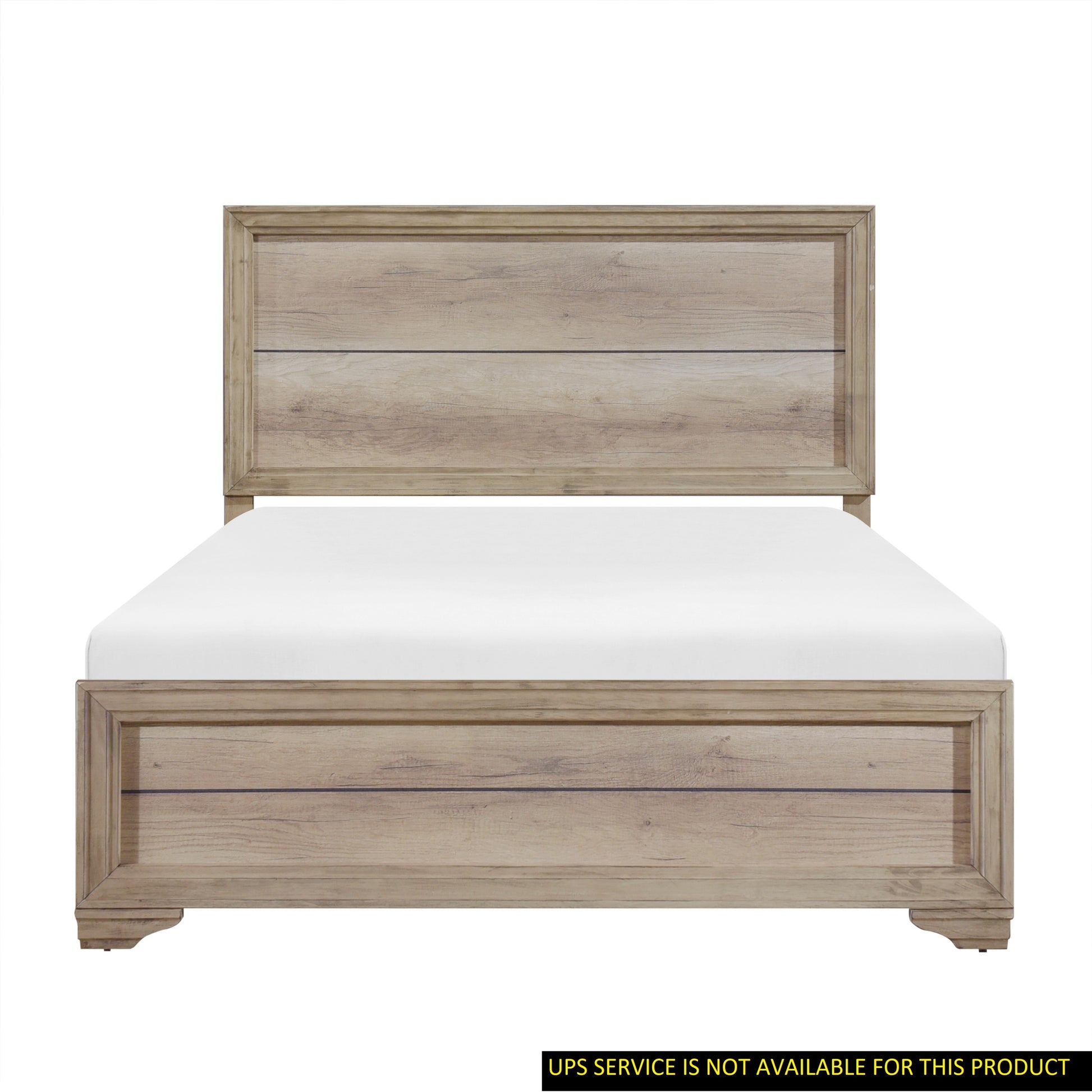 Contemporary Look Natural Finish Queen Bed 1Pc Premium Melamine Board Wooden Bedroom Furniture Box Spring Required Queen Natural Bedroom Industrial Wood