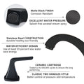 Widespread 2 Handles Bathroom Faucet With Pop Up Sink Drain Matte Black Matte Black Stainless Steel