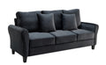 Video Modern Velvet Couch With 2 Pillow, 78 Inch Width Living Room Furniture, 3 Seater Sofa With Plastic Legs Black Velvet