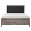 Brownish Gray Finish 1Pc Queen Bed Black Faux Leather Upholstered Headboard Casual Style Bedroom Furniture Box Spring Required Queen Brown Gray Wood Bedroom Casual,Industrial Wood