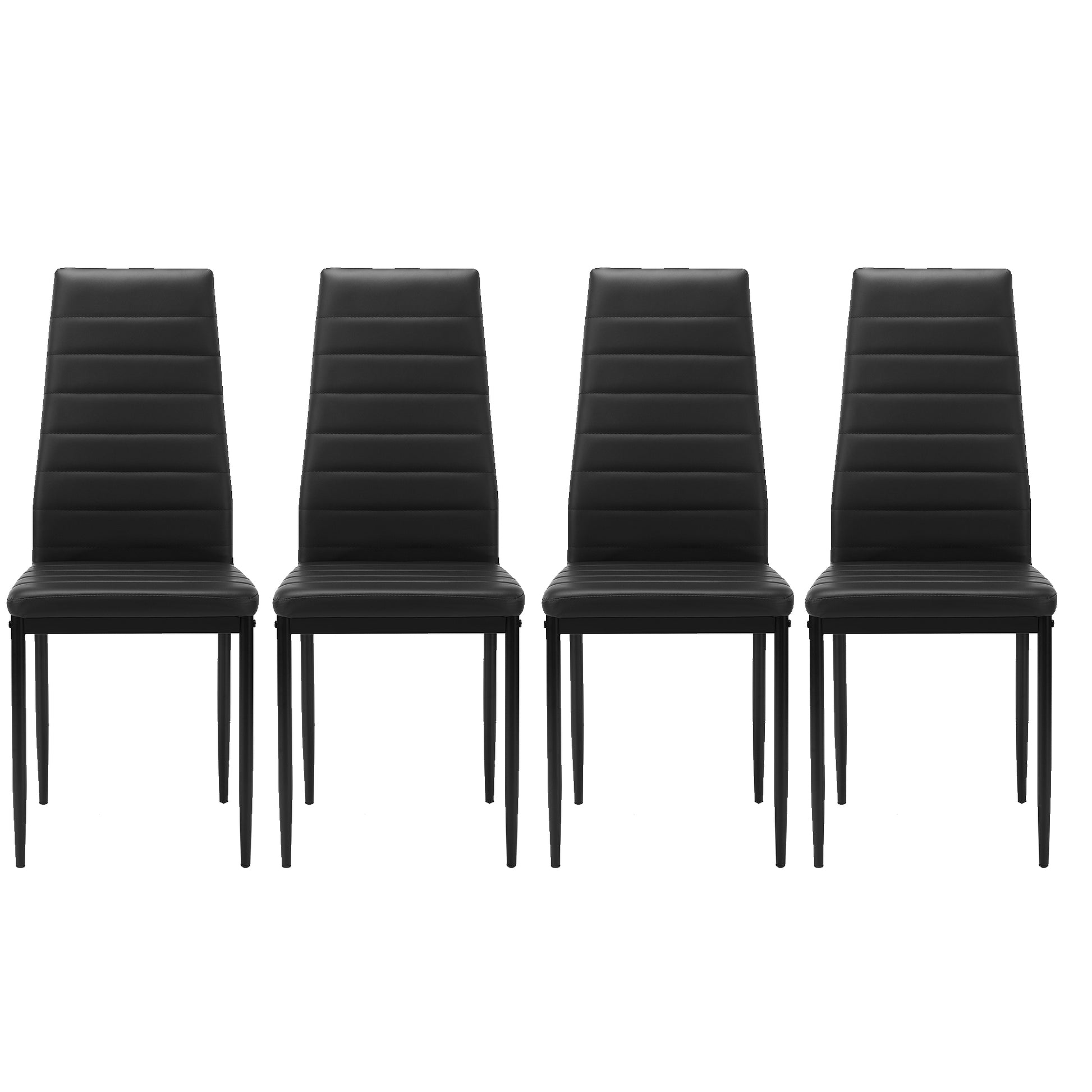 Dining Chair Set For 4 Black Pu