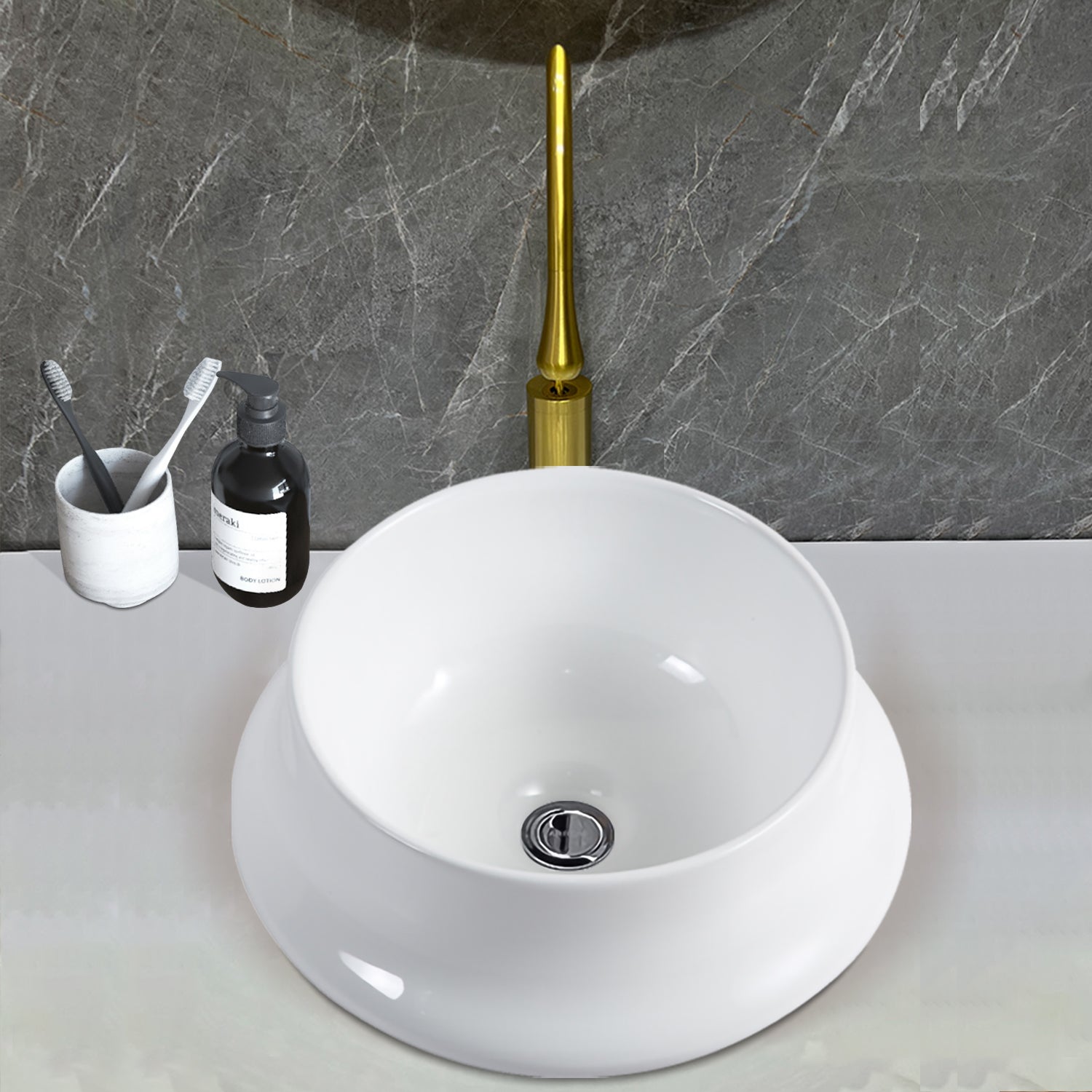 Vessel Bathroom Sink Basin In White Ceramic White Ceramic