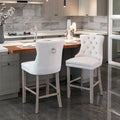 Contemporary Velvet Upholstered Barstools With Button Tufted Decoration And Wooden Legs, And Chrome Trim, Leisure Style Bar Chairs,Bar Stools, Set Of 2 Beige ,Sw2002Bg Beige Seats 2 Dining Room American Design Rubberwood Foam Velvet