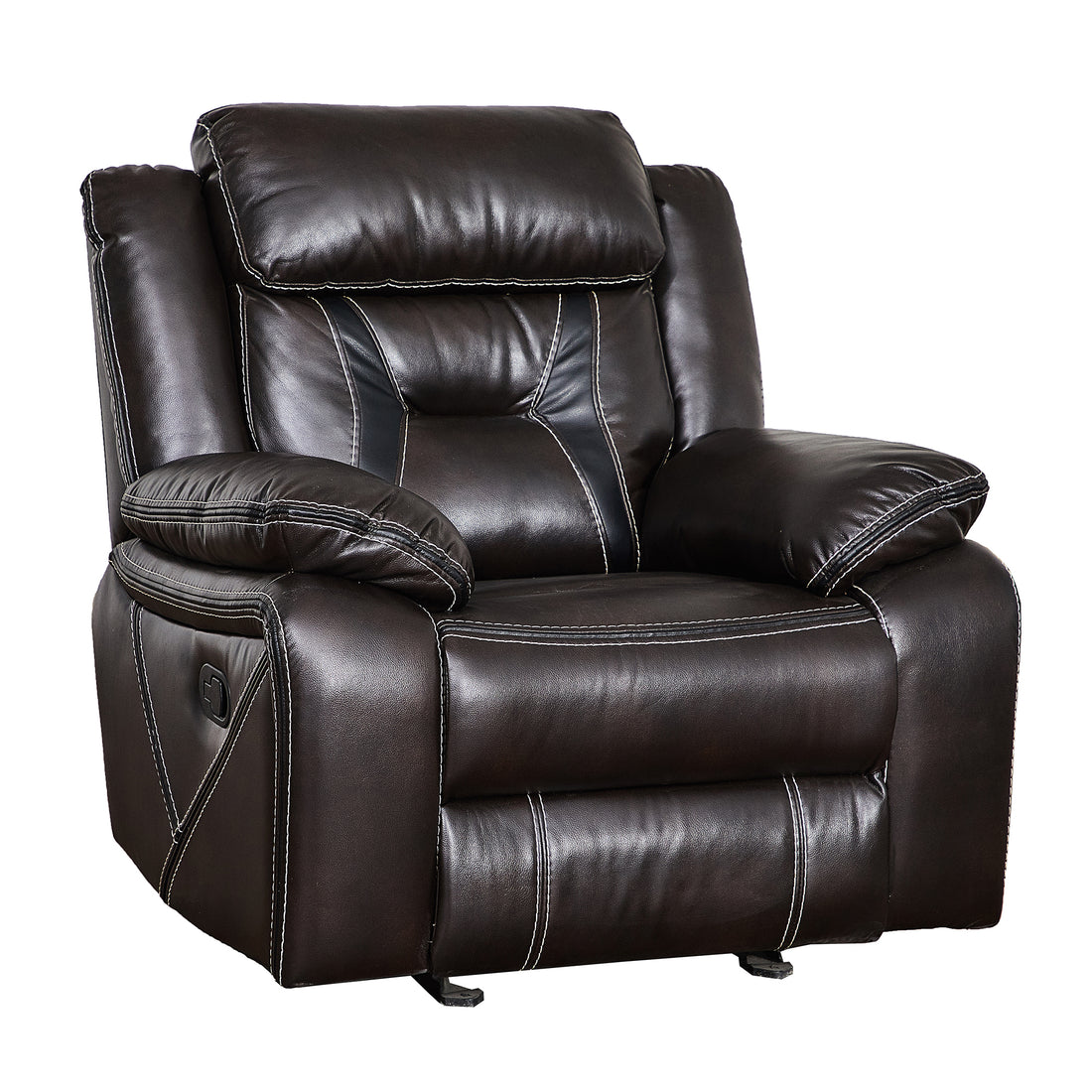 Reclining Upholstered Manual Puller In Faux Leather, Brown 38.58*38.58*40.16 Brown Soft Modern Leather 1 Seat