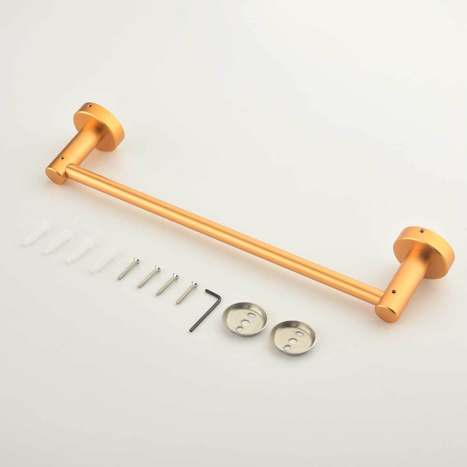 6 Piece Bathroom Towel Rack Set Wall Mount Brushed Gold Aluminium