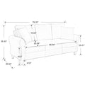 Modern Velvet Couch With 2 Pillow, 78 Inch Width Living Room Furniture, 3 Seater Sofa With Plastic Legs Gray Velvet
