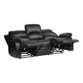 Comfortable Double Reclining Sofa 1Pc Black Bonded Leather Match Solid Wood Plywood Frame Living Room Furniture Black Primary Living Space Modern Solid Wood