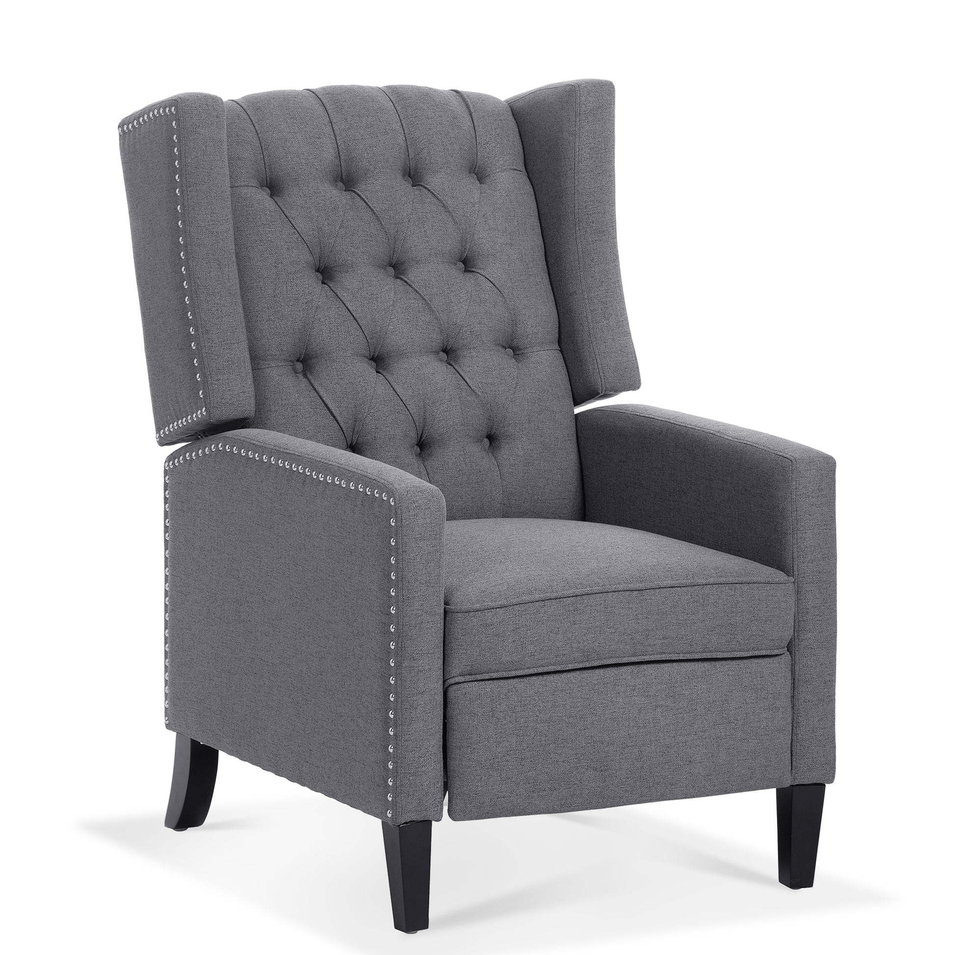 27.16" Wide Manual Wing Chair Recliner Grey Fabric