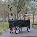 Folding Wagon Garden Shopping Beach Cart Black Black Metal