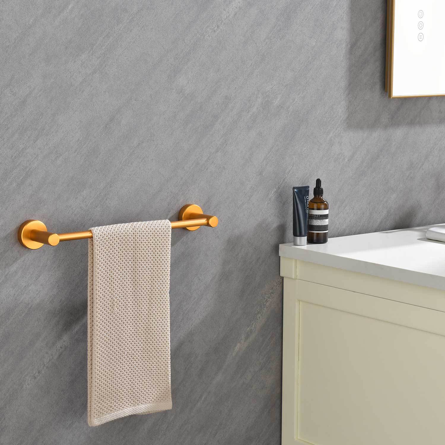 6 Piece Bathroom Towel Rack Set Wall Mount Brushed Gold Aluminium