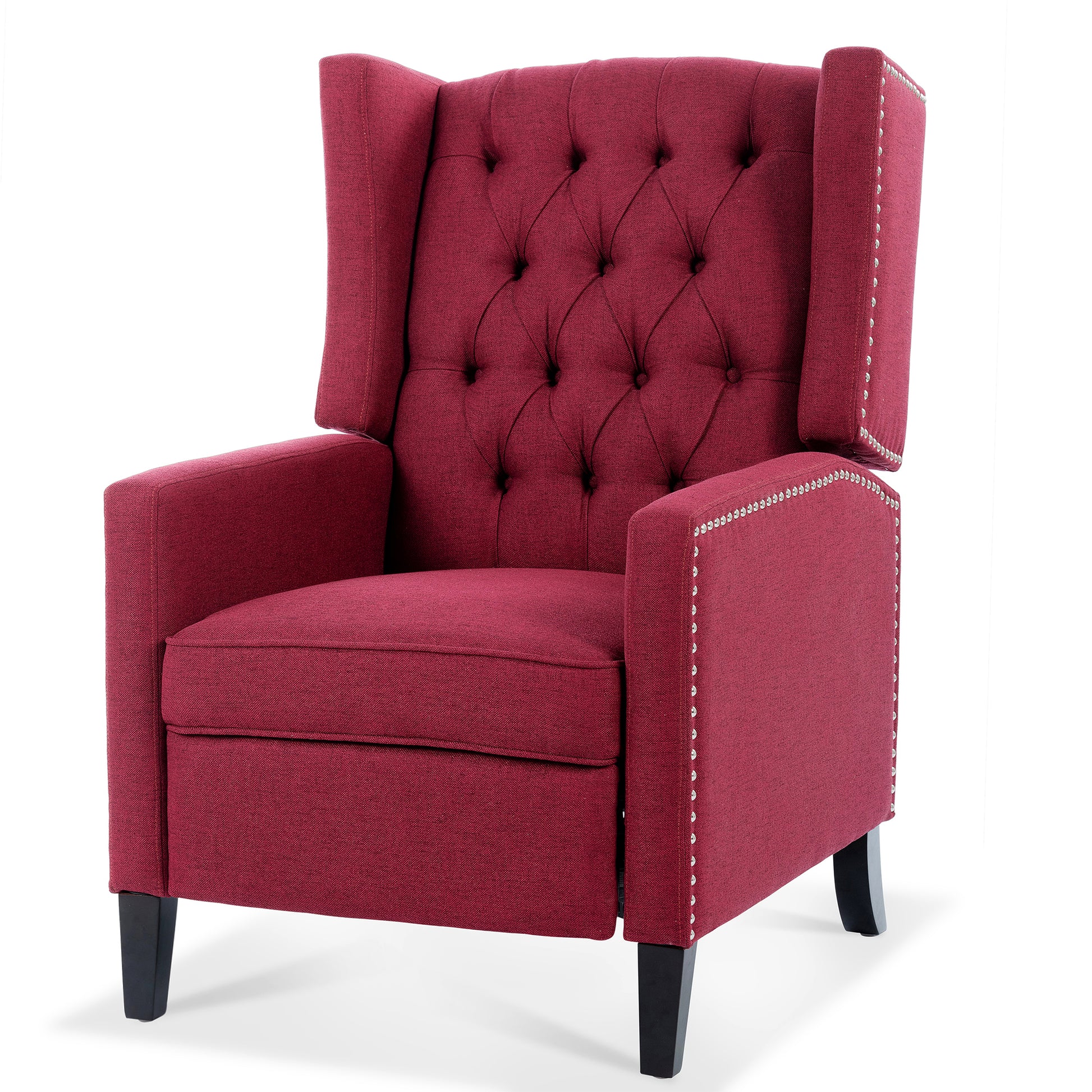 27.16" Wide Manual Wing Chair Recliner Wine Red Fabric