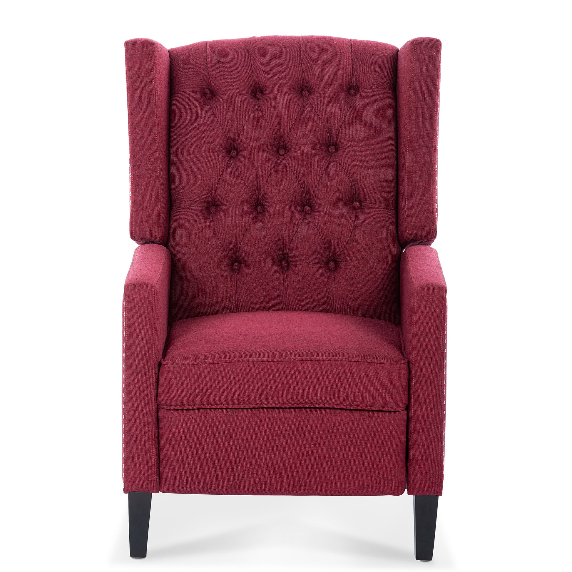 27.16" Wide Manual Wing Chair Recliner Wine Red Fabric