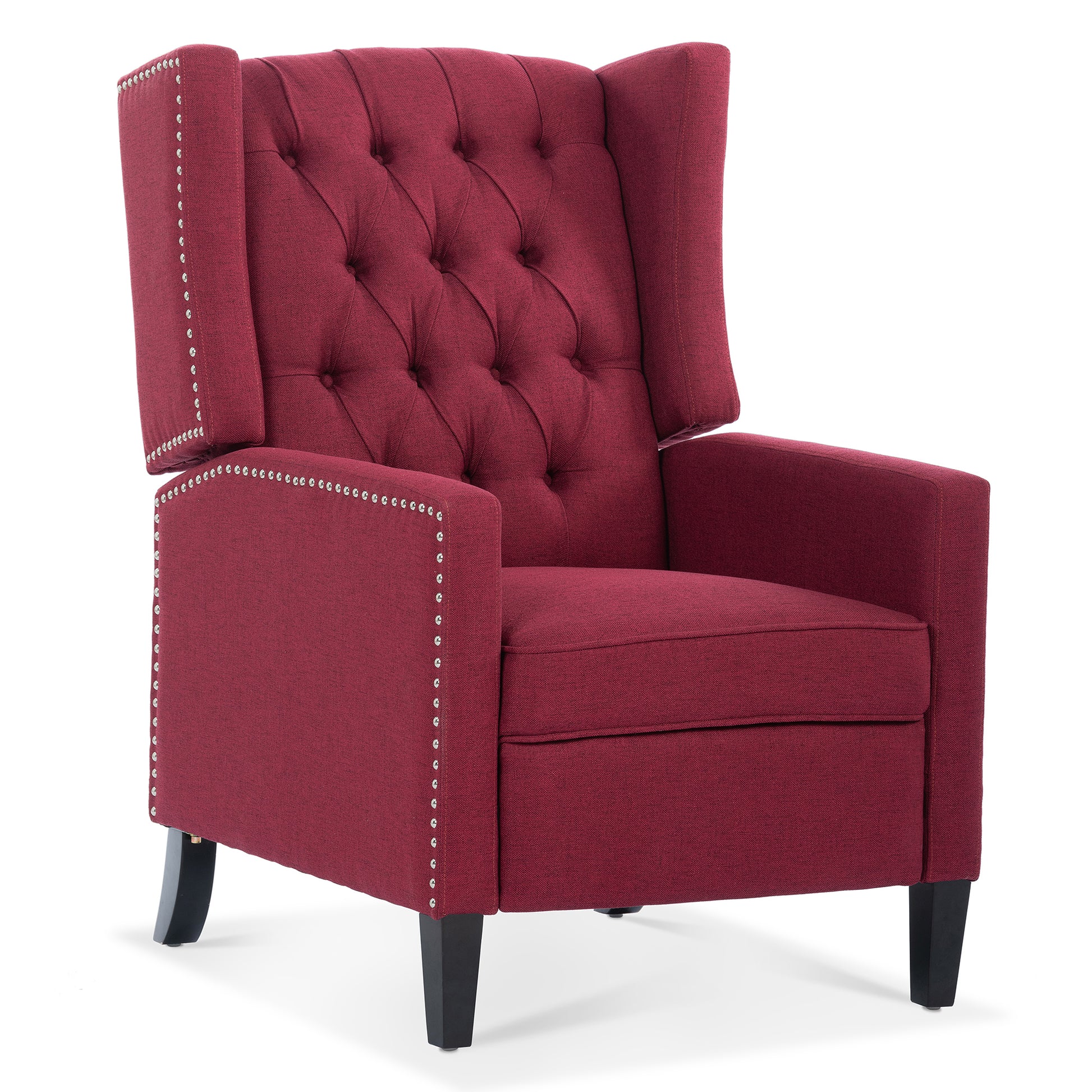 27.16" Wide Manual Wing Chair Recliner Wine Red Fabric