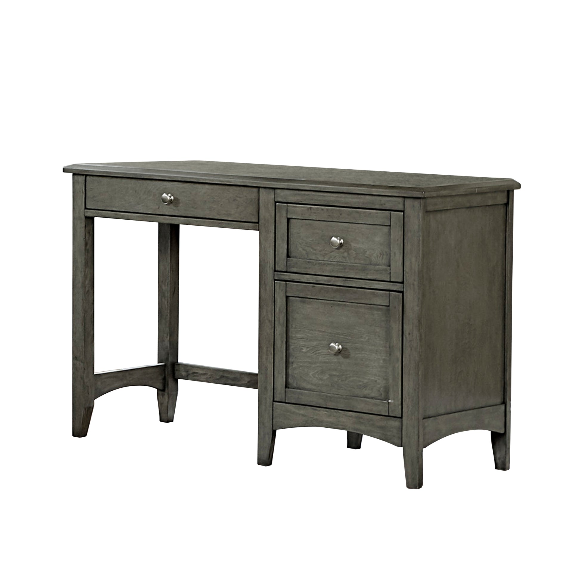 Transitional Styled Furniture Cool Gray Finish 1Pc Writing Desk With 2X Drawers 1 Keyboard Tray Home Furniture Office Furniture Gray Office Transitional Wood