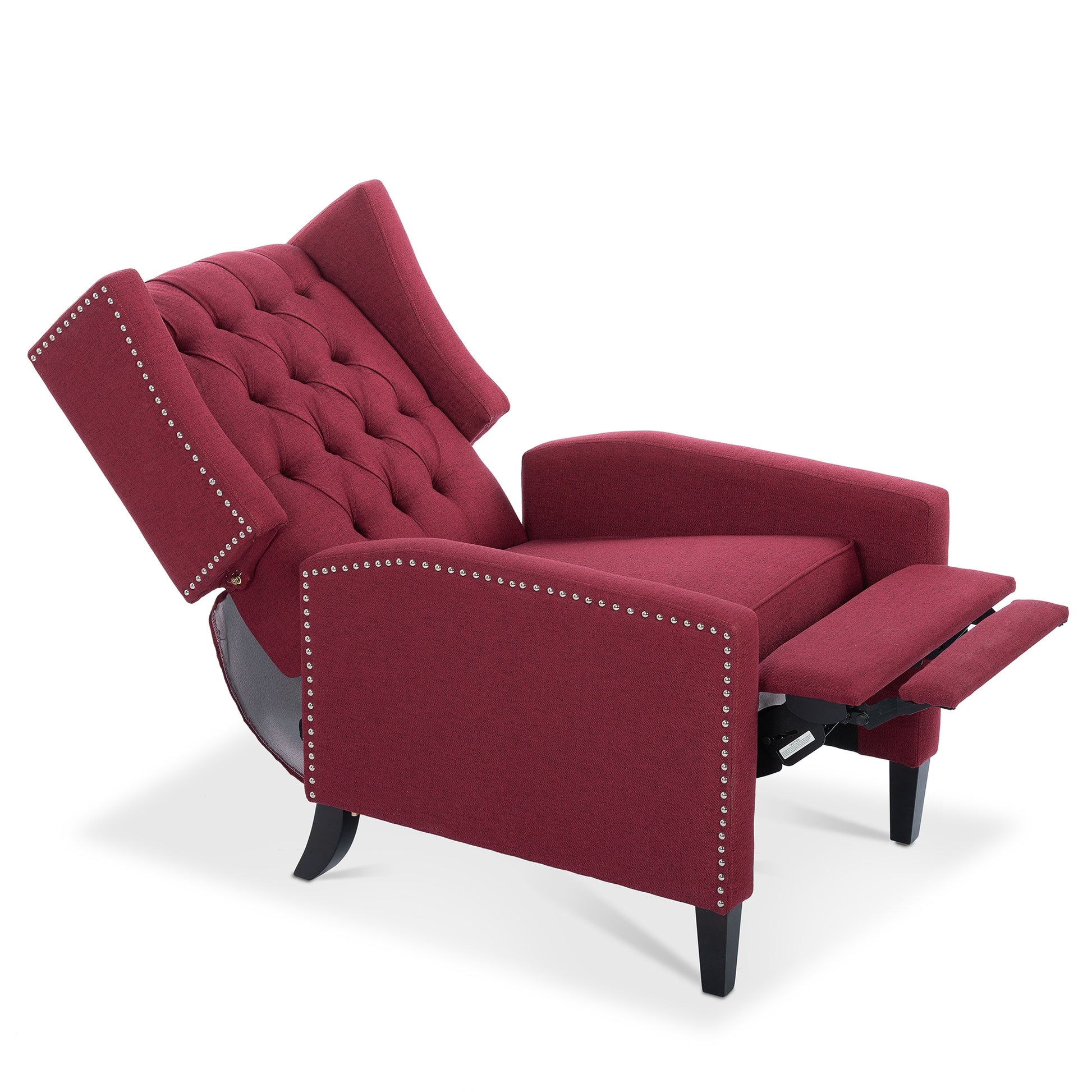 27.16" Wide Manual Wing Chair Recliner Wine Red Fabric