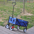 Folding Wagon Garden Shopping Beach Cart Blue Blue Metal