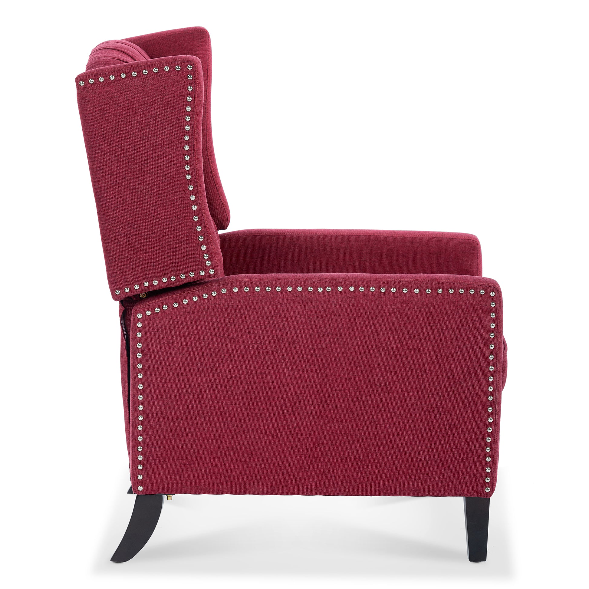 27.16" Wide Manual Wing Chair Recliner Wine Red Fabric