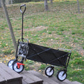 Folding Wagon Garden Shopping Beach Cart Black Black Metal