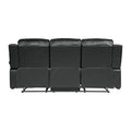 Comfortable Double Reclining Sofa 1Pc Black Bonded Leather Match Solid Wood Plywood Frame Living Room Furniture Black Primary Living Space Modern Solid Wood