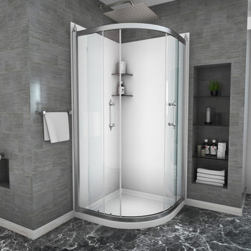 Shower Door 36" X 75" Framed Tub Shower Enclosure In Chrome Chrome Glass